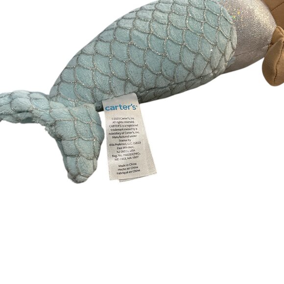 CARTERS Plush Mermaid Doll So Cute 13" Baby Toddler Toy Doll Blue Silver Scaly - Picture 4 of 4